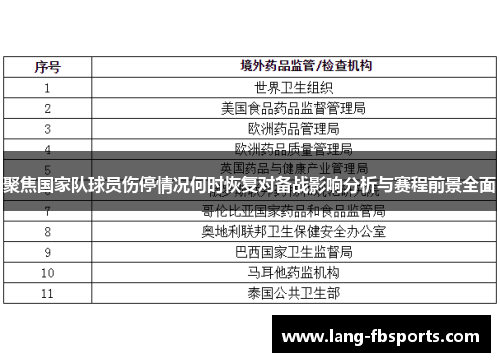 聚焦国家队球员伤停情况何时恢复对备战影响分析与赛程前景全面